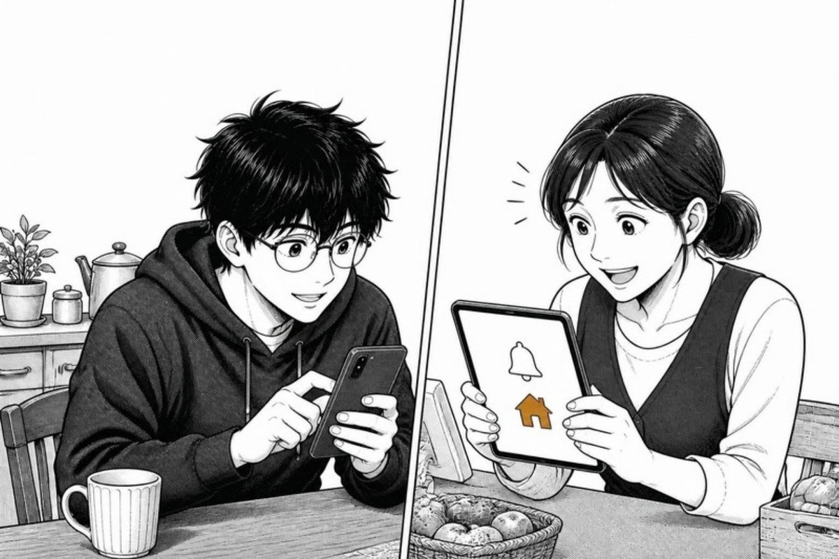 LINE で条件を送る学生と、通知を受け取るスタッフ